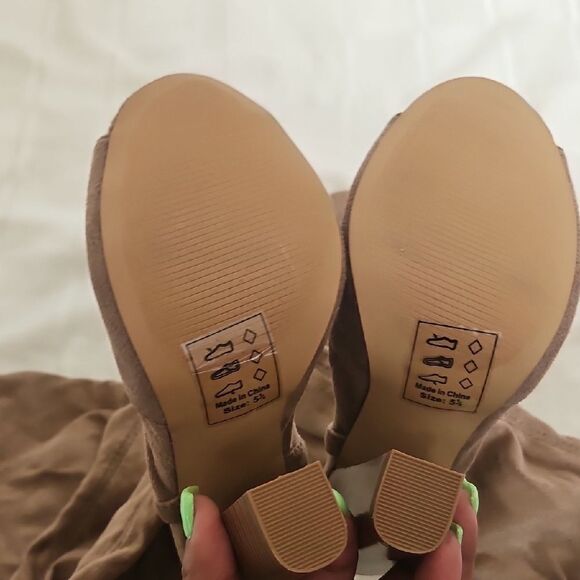 Shoe Republic LA Tan Over-the-Knee Boots with Stiletto Heel - Picture 10 of 16